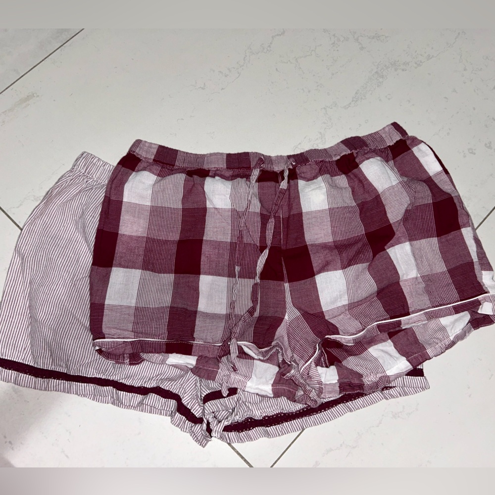 Plaid and Striped Women's Pajama Shorts Set